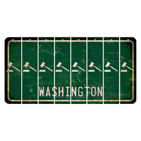 Washington Green Cut License Plate Strips (Set of 8) Gavel