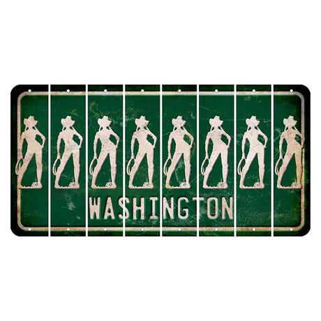 Washington Green Cut License Plate Strips (Set of 8) Cowgirl