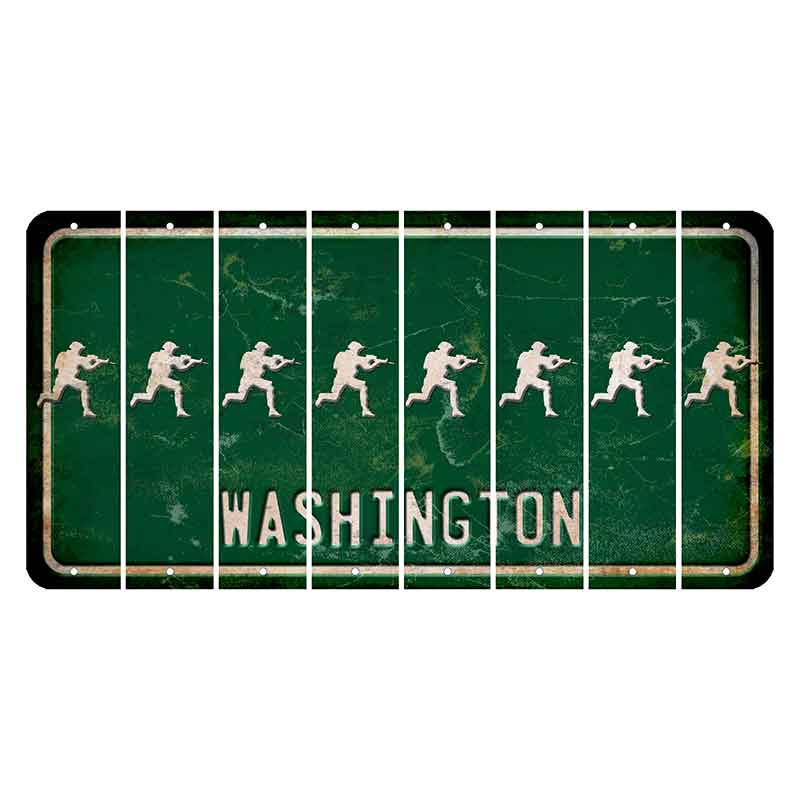 Washington Green Cut License Plate Strips (Set of 8) Soldier - Running