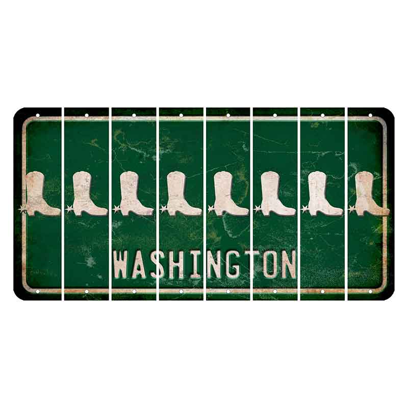 Washington Green Cut License Plate Strips (Set of 8) Cowboy Boot