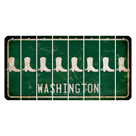 Washington Green Cut License Plate Strips (Set of 8) Cowboy Boot