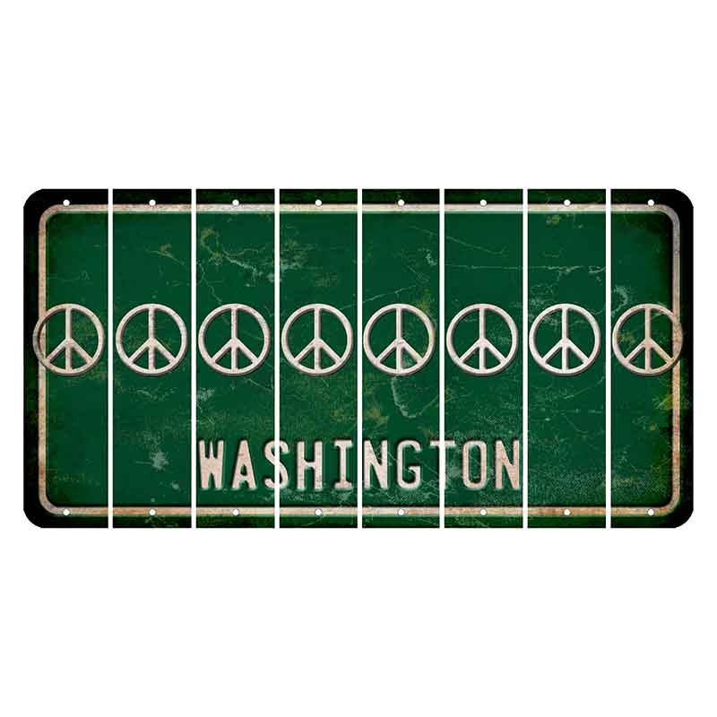 Washington Green Cut License Plate Strips (Set of 8) Peace Sign