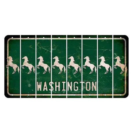 Washington Green Cut License Plate Strips (Set of 8) Horse