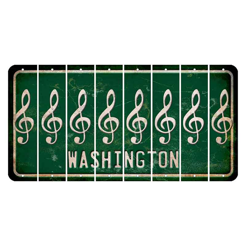 Washington Green Cut License Plate Strips (Set of 8) Music Note