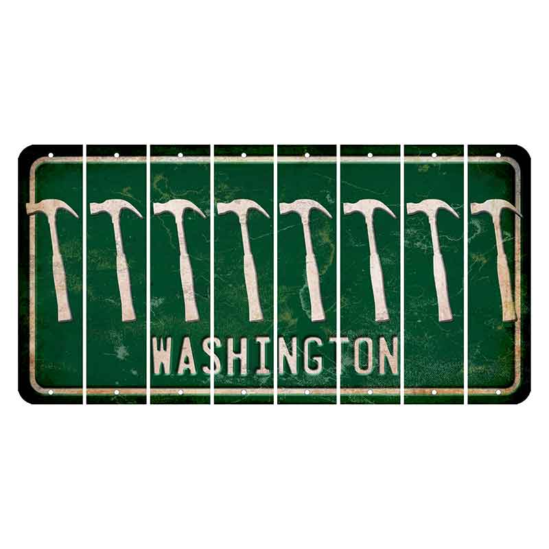 Washington Green Cut License Plate Strips (Set of 8) Hammer