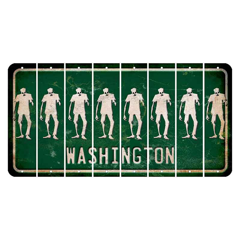 Washington Green Cut License Plate Strips (Set of 8) Zombie