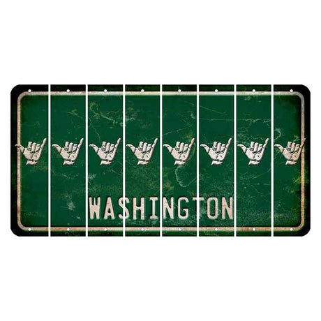 Washington Green Cut License Plate Strips (Set of 8) Hang Loose