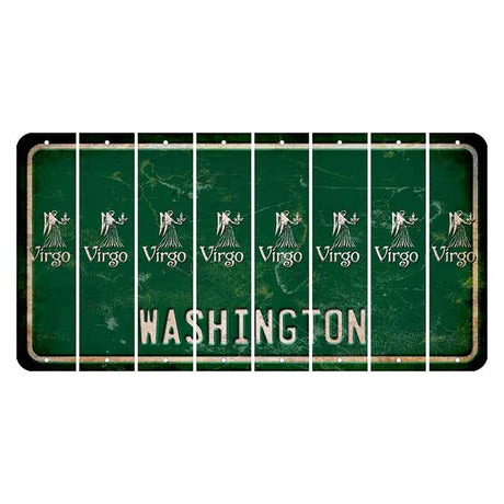 Washington Green Cut License Plate Strips (Set of 8) Zodiac Sign - Virgo