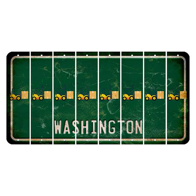 Washington Green Cut License Plate Strips (Set of 8) Forklift