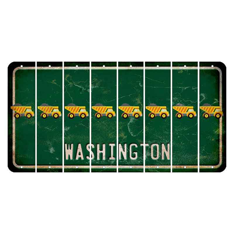 Washington Green Cut License Plate Strips (Set of 8) Dump Truck