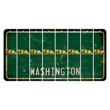 Washington Green Cut License Plate Strips (Set of 8) Cement Truck