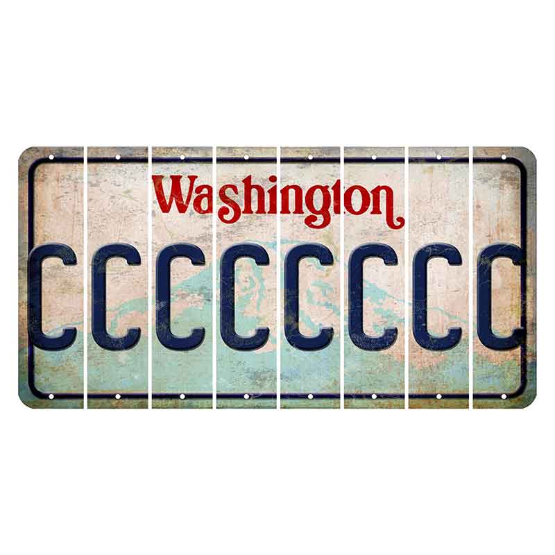 Washington Mount Rainier Cut License Plate Strips (Set of 8) C