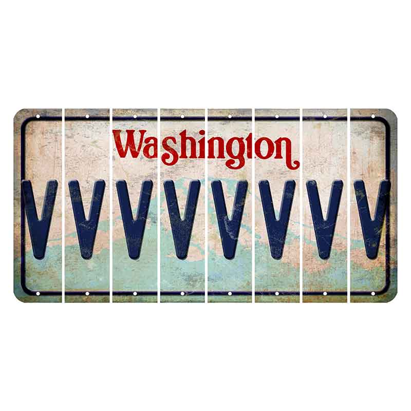 Washington Mount Rainier Cut License Plate Strips (Set of 8) V