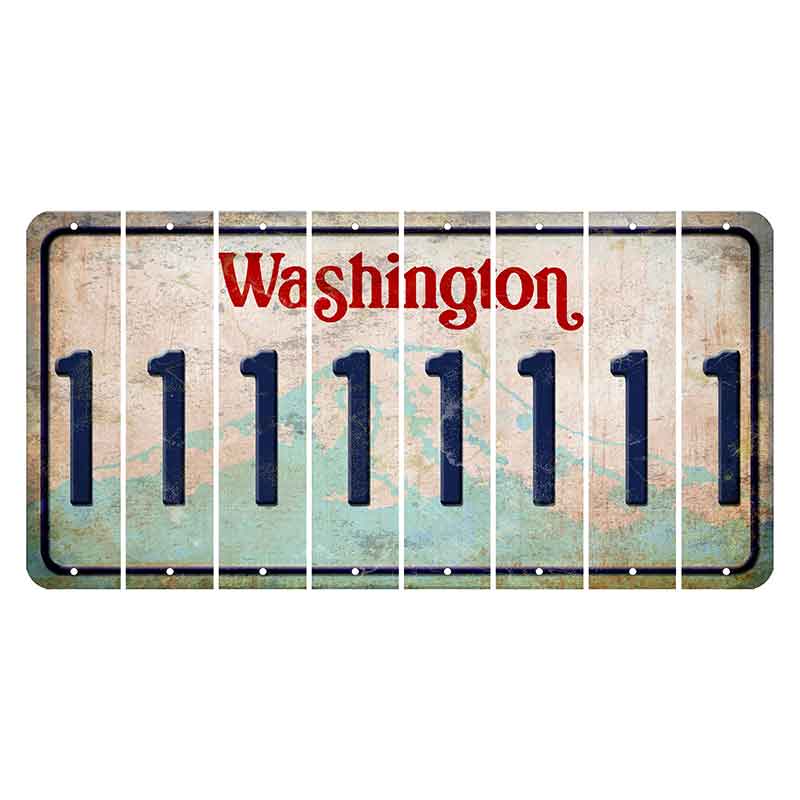 Washington Mount Rainier Cut License Plate Strips (Set of 8) 1