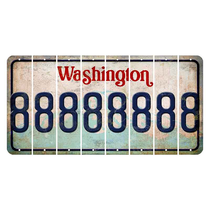 Washington Mount Rainier Cut License Plate Strips (Set of 8) 8