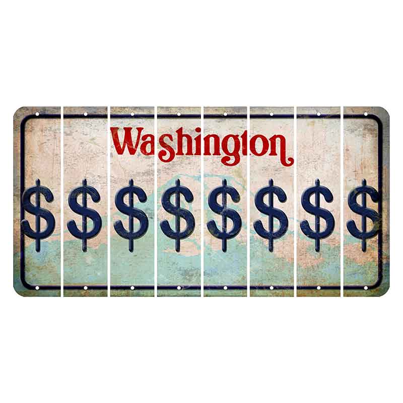 Washington Mount Rainier Cut License Plate Strips (Set of 8) Dollar Sign