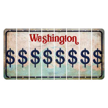 Washington Mount Rainier Cut License Plate Strips (Set of 8) Dollar Sign