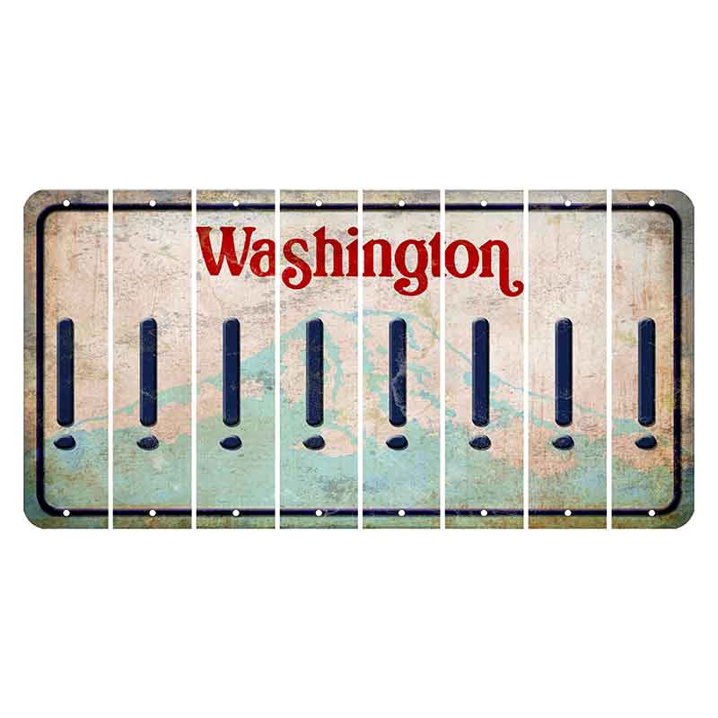 Washington Mount Rainier Cut License Plate Strips (Set of 8) Exclamation Point