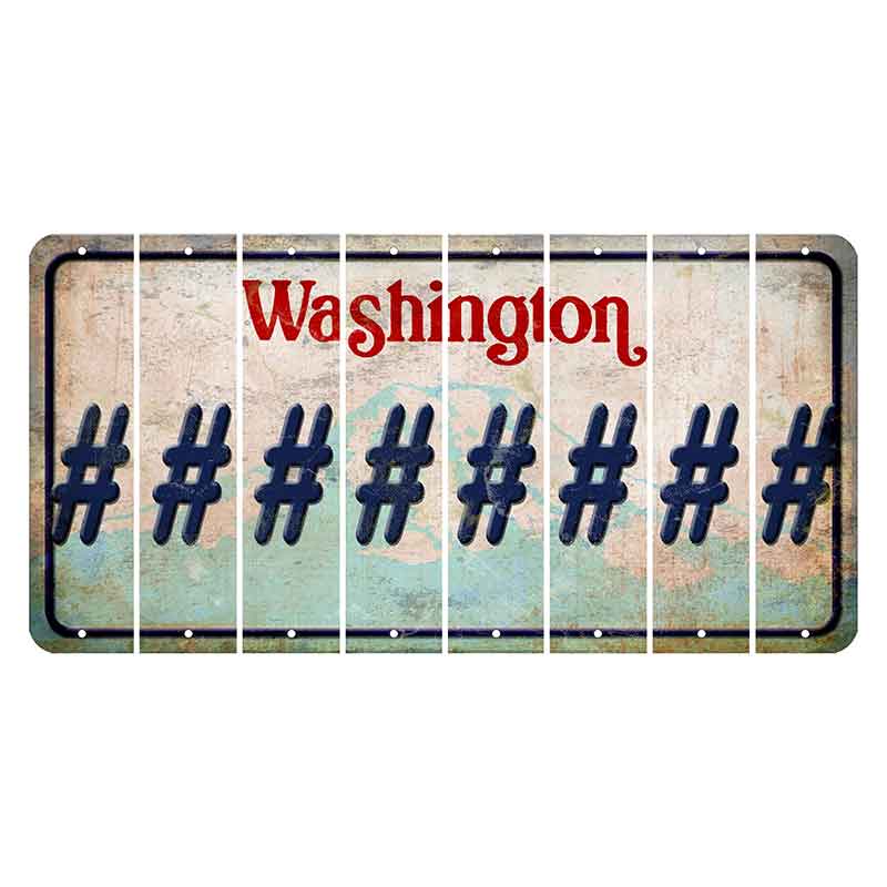 Washington Mount Rainier Cut License Plate Strips (Set of 8) Hashtag