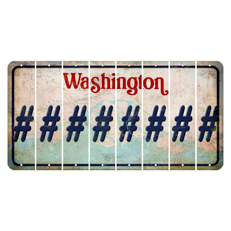 Washington Mount Rainier Cut License Plate Strips (Set of 8) Hashtag