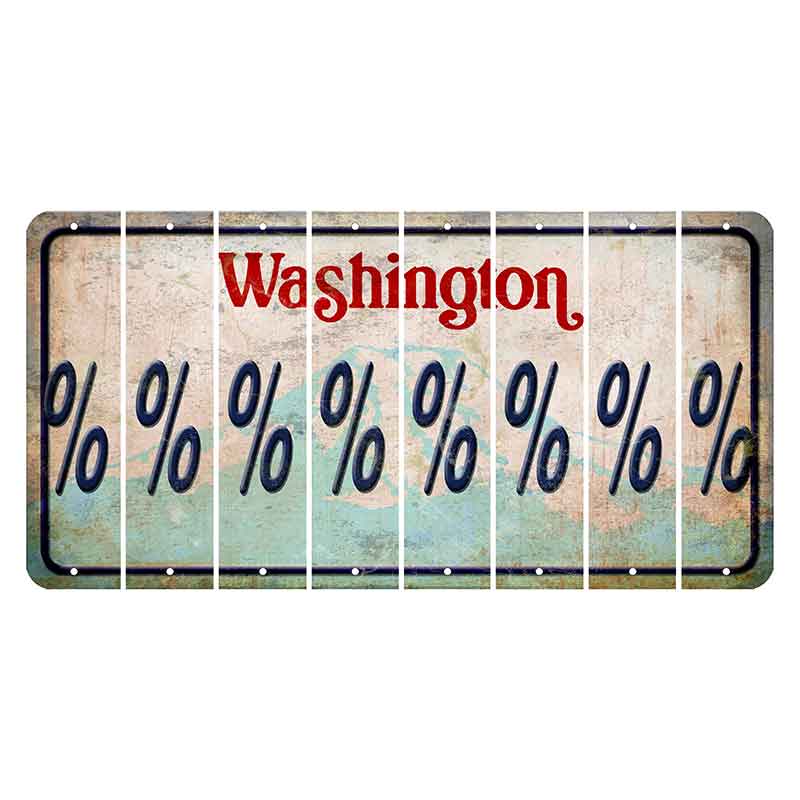 Washington Mount Rainier Cut License Plate Strips (Set of 8) Percent Sign