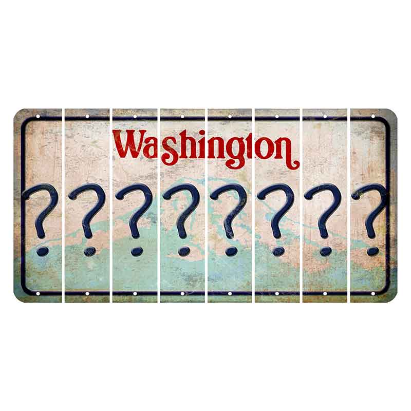 Washington Mount Rainier Cut License Plate Strips (Set of 8) Question Mark