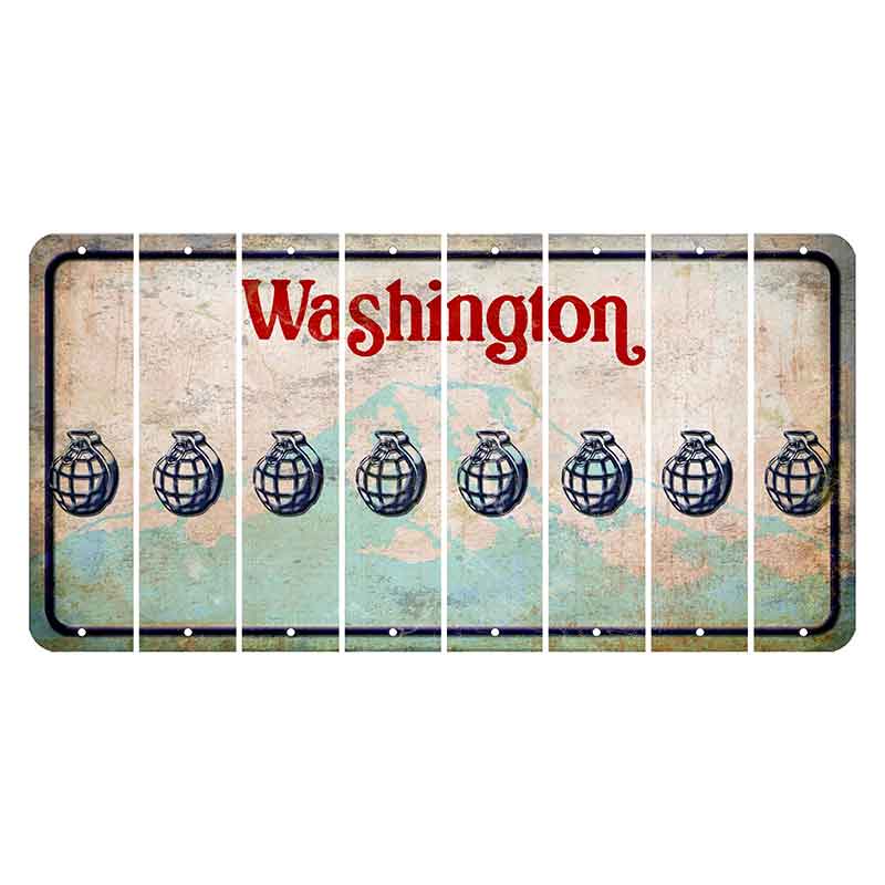 Washington Mount Rainier Cut License Plate Strips (Set of 8) Grenade