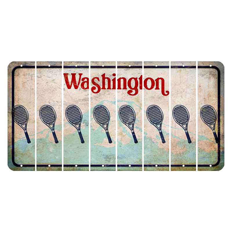 Washington Mount Rainier Cut License Plate Strips (Set of 8) Tennis Racket