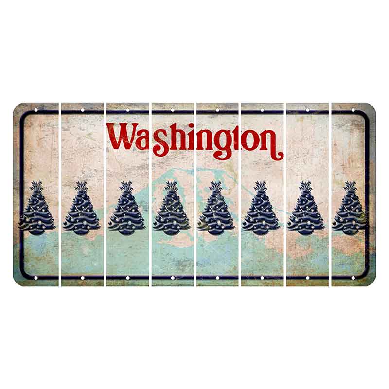 Washington Mount Rainier Cut License Plate Strips (Set of 8) Christmas Tree