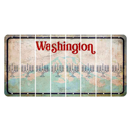 Washington Mount Rainier Cut License Plate Strips (Set of 8) Menorah