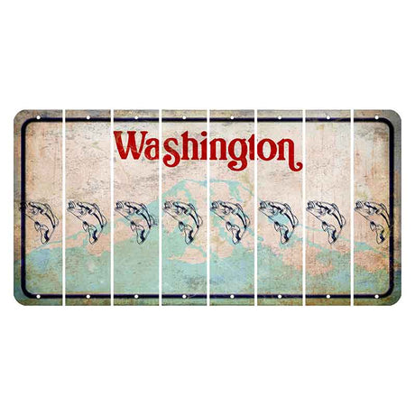 Washington Mount Rainier Cut License Plate Strips (Set of 8) Fish