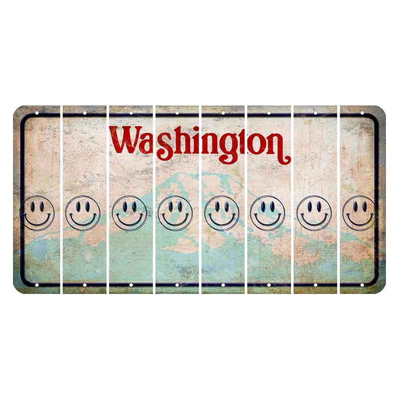 Washington Mount Rainier Cut License Plate Strips (Set of 8) Smiley Face