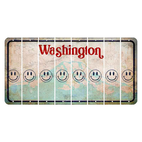 Washington Mount Rainier Cut License Plate Strips (Set of 8) Smiley Face