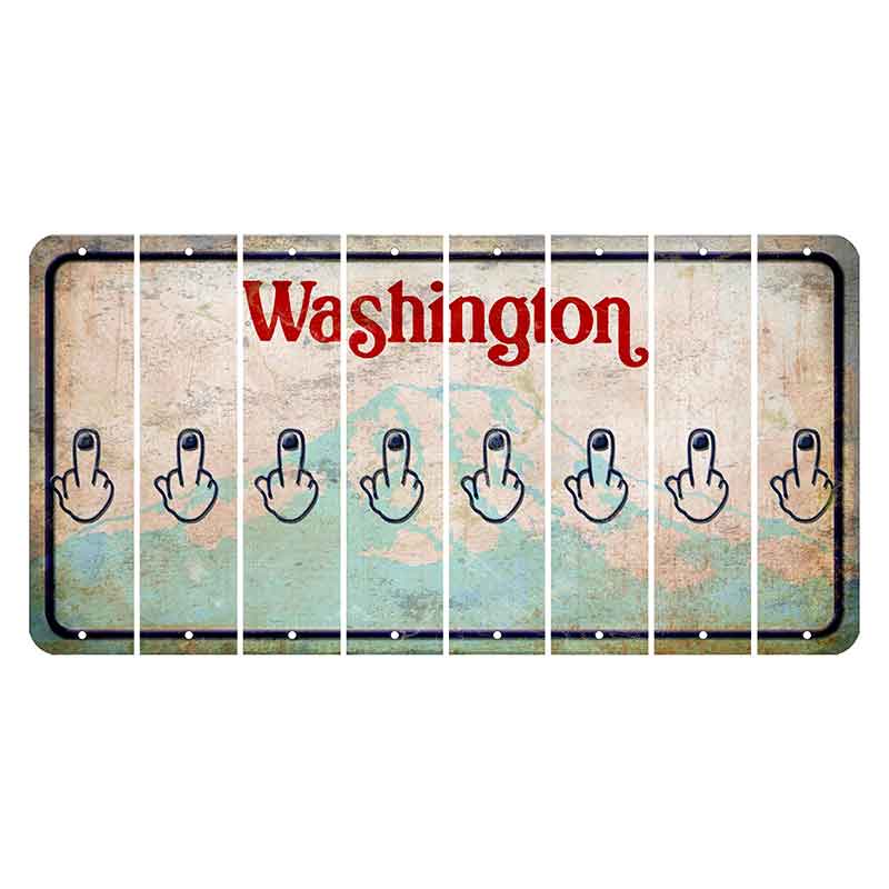 Washington Mount Rainier Cut License Plate Strips (Set of 8) Middle Finger