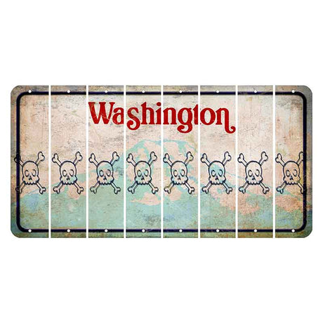 Washington Mount Rainier Cut License Plate Strips (Set of 8) Skull & Bones