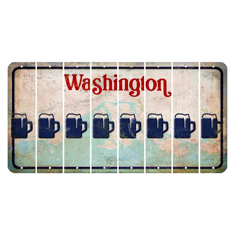 Washington Mount Rainier Cut License Plate Strips (Set of 8) Beer Mug