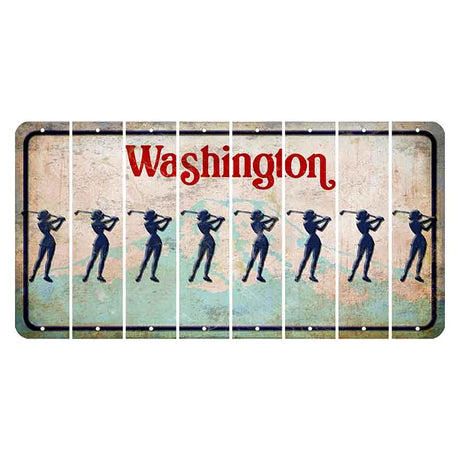 Washington Mount Rainier Cut License Plate Strips (Set of 8) Female Golfer