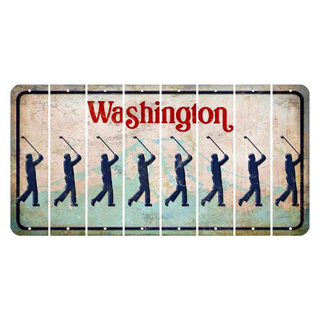 Washington Mount Rainier Cut License Plate Strips (Set of 8) Male Golfer