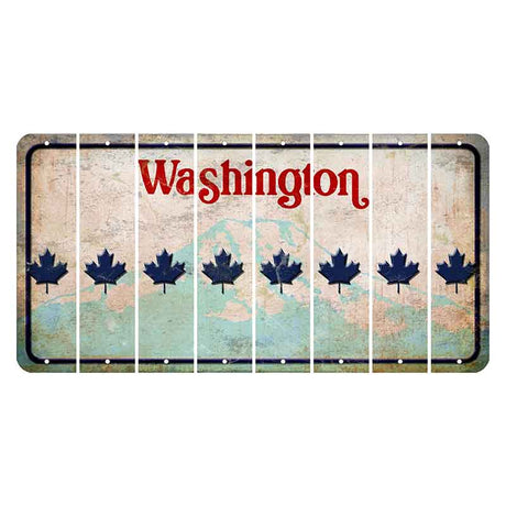 Washington Mount Rainier Cut License Plate Strips (Set of 8) Maple Leaf