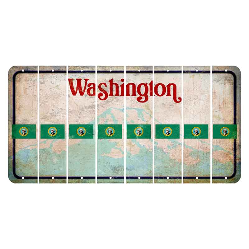 Washington Mount Rainier Cut License Plate Strips (Set of 8) State Flag