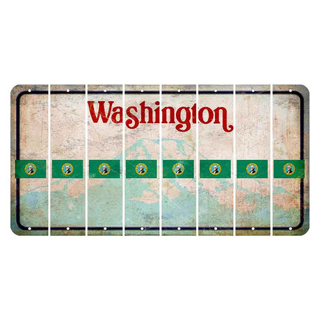 Washington Mount Rainier Cut License Plate Strips (Set of 8) State Flag