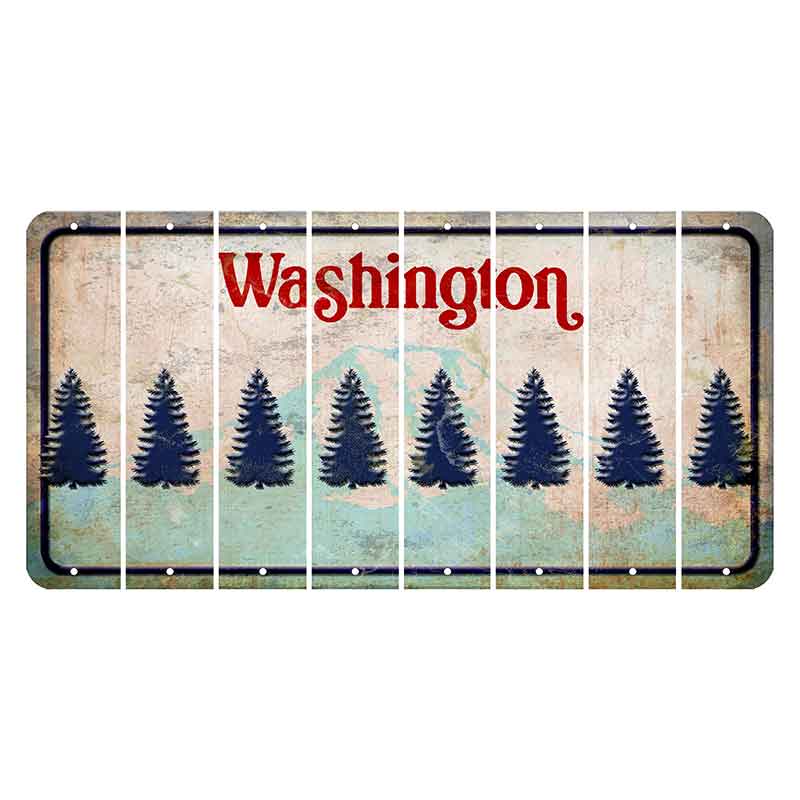 Washington Mount Rainier Cut License Plate Strips (Set of 8) Pine Tree