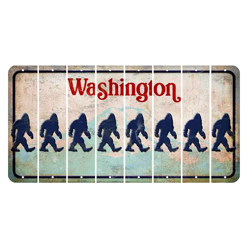 Washington Mount Rainier Cut License Plate Strips (Set of 8) Bigfoot