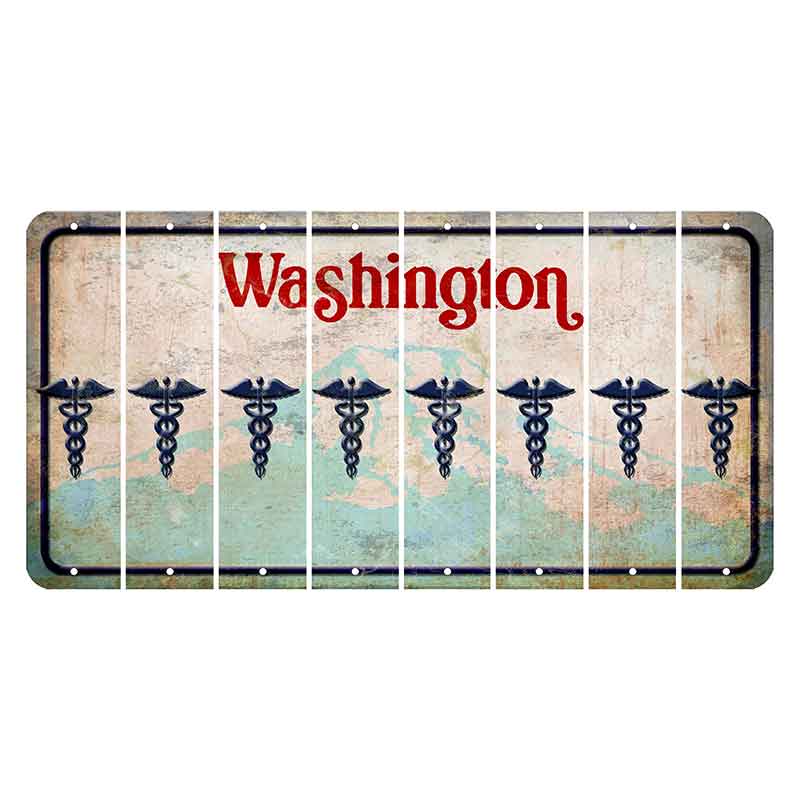 Washington Mount Rainier Cut License Plate Strips (Set of 8) Caduceus