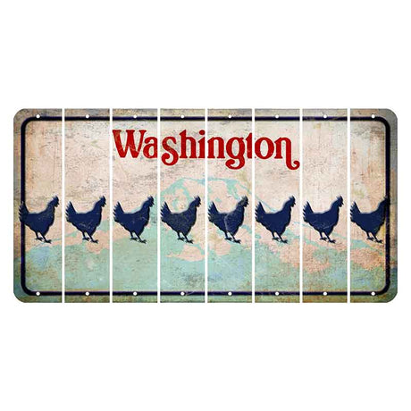 Washington Mount Rainier Cut License Plate Strips (Set of 8) Chicken