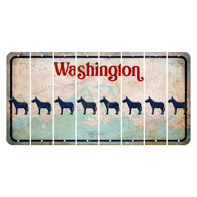 Washington Mount Rainier Cut License Plate Strips (Set of 8) Donkey