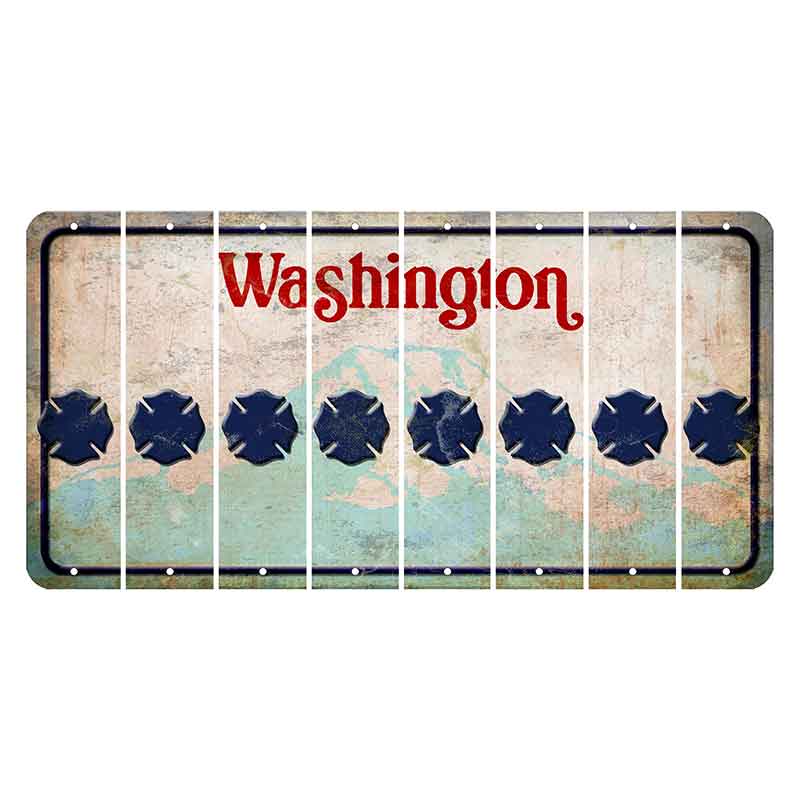 Washington Mount Rainier Cut License Plate Strips (Set of 8) Fire Badge