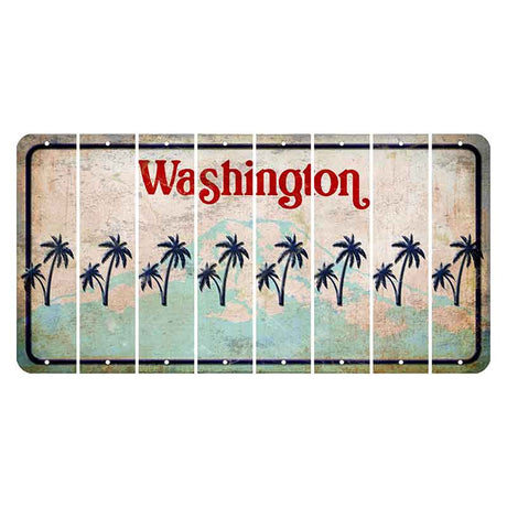 Washington Mount Rainier Cut License Plate Strips (Set of 8) Palm Trees