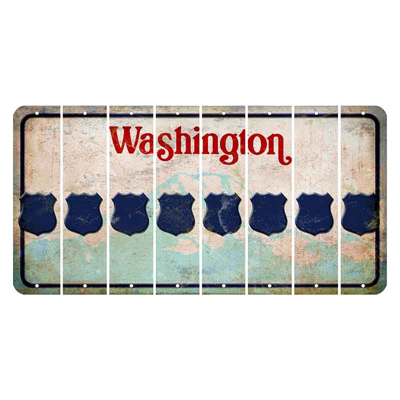 Washington Mount Rainier Cut License Plate Strips (Set of 8) Police Badge