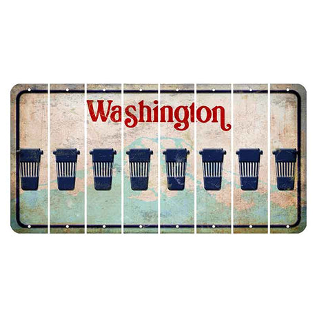 Washington Mount Rainier Cut License Plate Strips (Set of 8) Latte